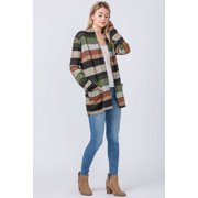 Eloges Women's Multi Color Stripe Elbow Patch Open Cardigan