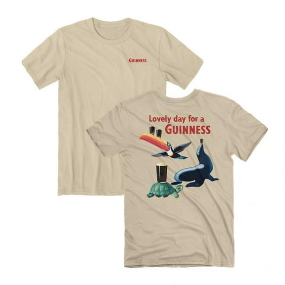 Guinness 890564-xlarge Iconic Characters Front & Back Print T-Shirt, Tan - Extra Large