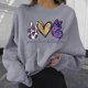 thumbnail image 2 of Gibobby Sudadera sin capucha y ocio Sudaderas para mujer Cuello redondo corto Suelto Manga larga Estampado Blusa Top （Gris， M), 2 of 5