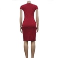 thumbnail image 4 of DHFJKG Women's Work Dress Formal Pencil Midi Dress Short Sleeve Business Casual Wear Summer Solid Color Slim Fit Trendy Dresses, 4 of 6