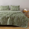 thumbnail image 3 of Floral Quilt Sets Queen Size Reversible Countryside Bedspread Coverlets Lightweight Sage Green Botanical Quilt Bedding White Plants Bed Covers Soft Home Collections,1 Piece Quilt with 2 Pillow Shams, 3 of 7