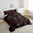 thumbnail image 1 of YST Geometric Comforter Set, Geometry Irregular Diamond Pattern Bedding Set For Kids Teens Adult Women, Lightweight Microfiber Quilt All Season - 1 Comforter, 1 Pillow Case(Black Red, Twin), 1 of 5
