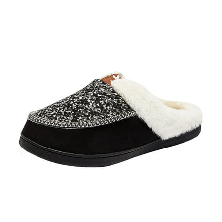 

GNEIKDEING Winter Couple s Same Style Non Slip Plush Warm Home Casual Cotton Slippers Gift on Clearance