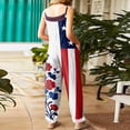 thumbnail image 3 of JULMCOMO American Flag Jumpsuits for Women 1776 Plus Size Cotton Linen Sleeveless Patriotic Overalls Spaghetti Straps Independence Day Wide Leg 4th of July Outfits with Pockets Red S, 3 of 5