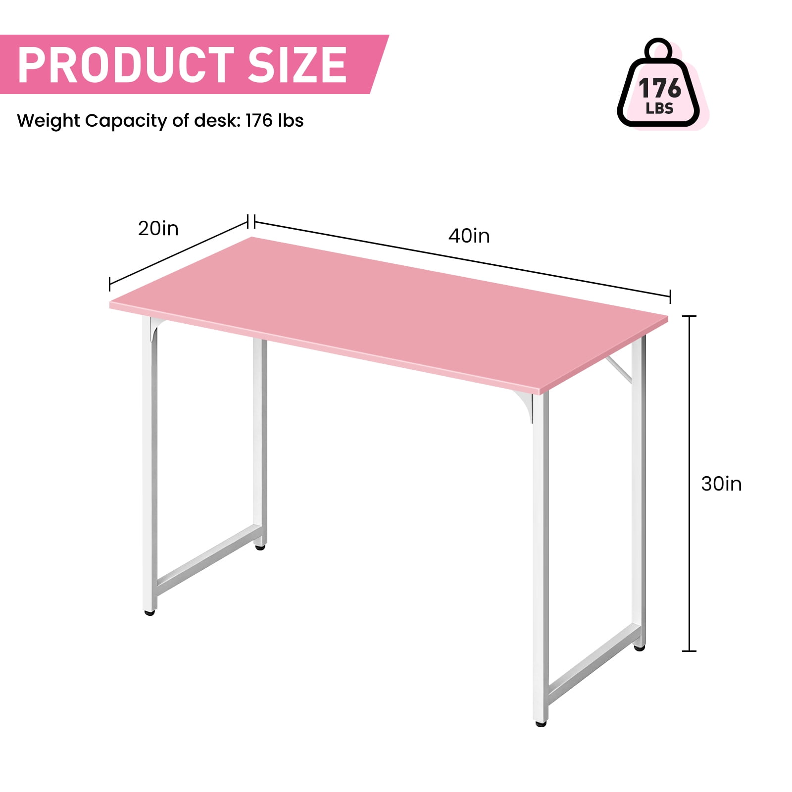 Dkelincs 40 inch Computer Desk and Chair Set Home Office Modern Wood Study Desk & Mesh Ergonomic Height Adjustable Office Chair for Small Spaces, Pink & Black