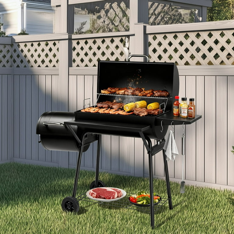 Zimtown BBQ Charcoal Grill Outdoor Barbecue Pit with Offset Smoker