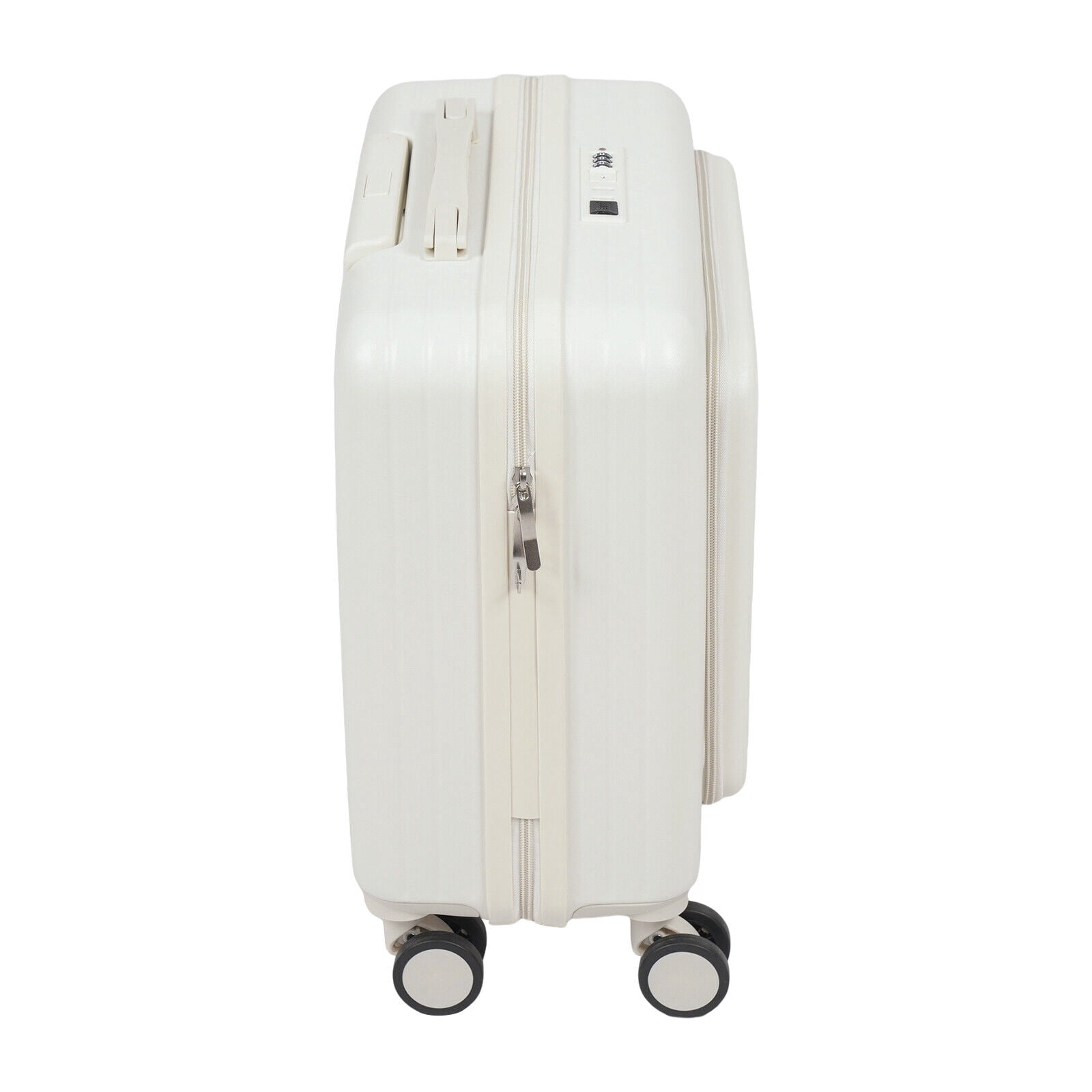 18 Inch Underseat Carry On Luggage with Wheels,Small Hard Shell Suitcase for Weekender,180° Top Opening Lightweight Travel Suitcase (White)