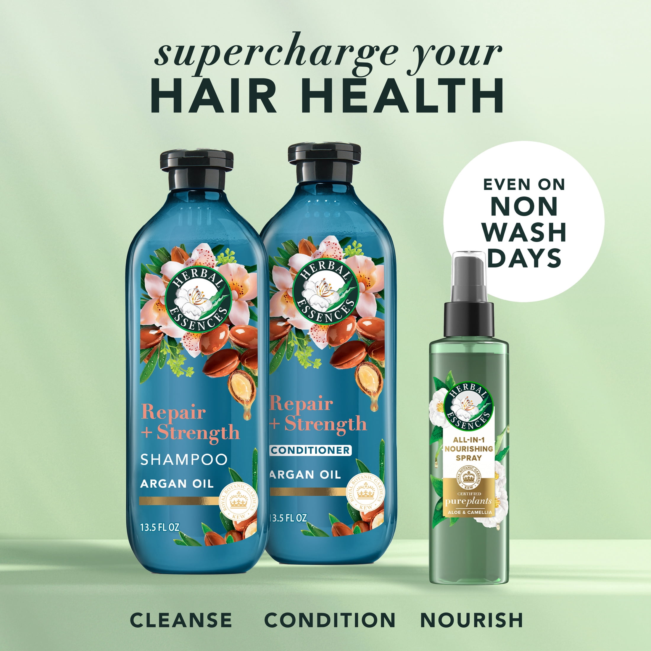 Herbal Essences Repair + Strength Argan Oil Shampoo, Paraben-Free, 13.5 fl oz