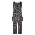 thumbnail image 7 of AKOEE Cotton Pajamas Loungewear Women 2 Piece Solid/Floral Print Sleeveless Pleated Tank Top with Knee Length Short Pants Sets (Medium, Black 01), 7 of 7