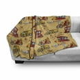 thumbnail image 3 of Cars Soft Flannel Fleece Blanket, Steampunk Inspired Vintage Means of Transportation Colorful Retro Design, Cozy Plush for Indoor and Outdoor Use, 60" x 80", Mustard Red Olive Green, by Ambesonne, 3 of 6