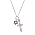 thumbnail image 2 of Delight Jewelry Silvertone Star of David with Beaded Border I Set You Apart Engraved Cross Zoey Necklace, 28", 2 of 4