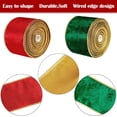 thumbnail image 3 of 2 rollos de cinta navideña de terciopelo (verde, rojo, 6,4 cm x 6 yardas) Cinta navideña Cinta con alambre de terciopelo Cinta para envolver Navidad Cinta artesanal de tela para hacer lazos navideños, 3 of 5