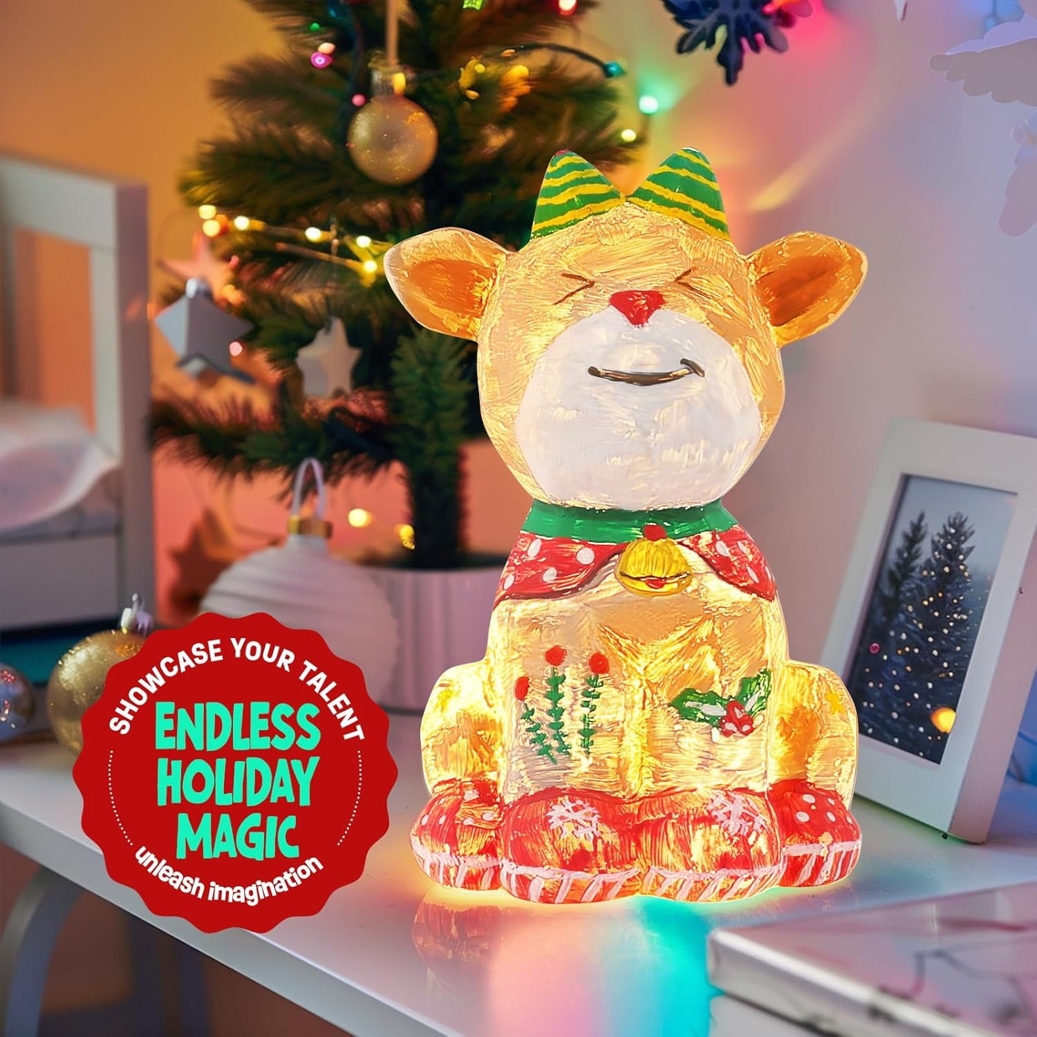 Paint Your Own Deer Lamp Kit, Art Supplies Crafts Kit, Accompany Comfort Light, Painting Kit for 6-12, Arts Crafts Toys Birthday Valentines Day's Gift Ages 6 7 8 9 10 11 12+