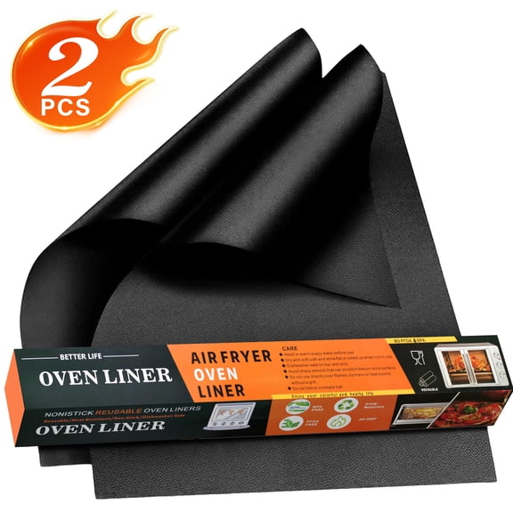 Large Thick Heavy Duty 2 Pack Non Stick Teflon Oven Liners Mat, 17"x 25", for bottom of Electric Oven Gas Oven Microwave Charcoal or Gas Grills