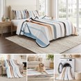 thumbnail image 6 of Queen Quilt Set 90''x96'', Blue Brown Tree Lightweight Summer Bedspread Coverlet Set with 2 Pillow Shams, Watercolor Forest Art Breathable All Season Quilt Bedding for Bedroom/Guest Room, 6 of 9
