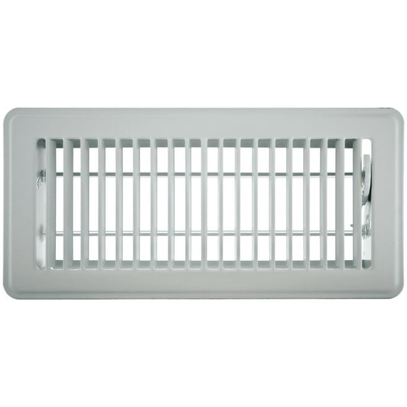 6in x 10in Greystone White Stamped Steel Floor Register - Overall 7 1/2in x 11 1/2in