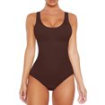 thumbnail image 6 of WMTBSRSW Women's Seamless Shapewear Bodysuit Shaping Mid-Thigh Body Shaper Seamless U Neck Full Body Shaper with Open Crotch Coffee XX-Large, 6 of 7