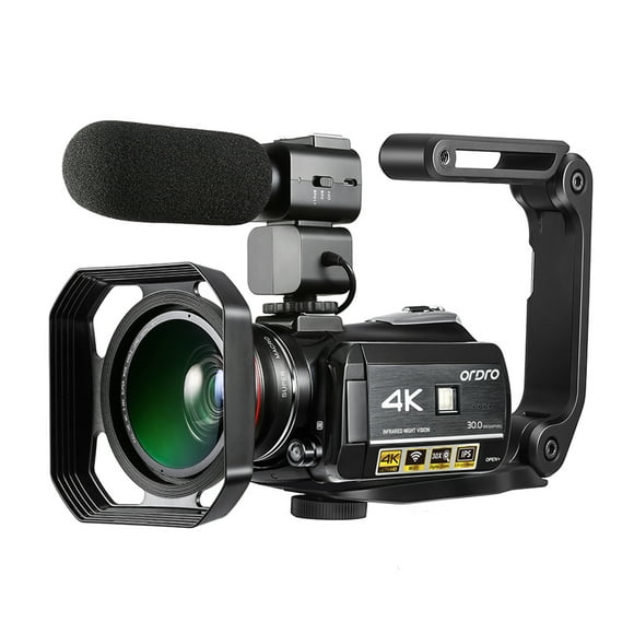 Videocámara ORDRO AC3 4K WiFi cámara de vídeo Digital videocámara DV grabadora 30MP 30X Zoom IR visión nocturna 3,0 pulgadas IPS LCD pantalla táctil con 2pcs baterías recargables + Extra 0.39X lente g Tomshoo Camara de video