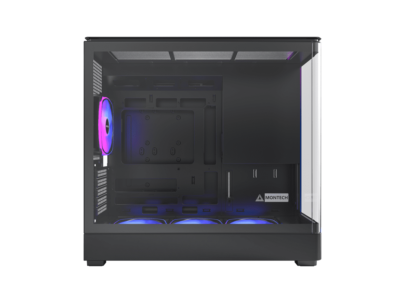 MONTECH KING 15 PRO KING15PB Micro-ATX PC Case, Curved Panoramic Glass, Chimney Airflow, 360mm Radiator Support, Compact Build for High-Performance Systems, 4 ARGB PWM Fan Pre-Installed, Black
