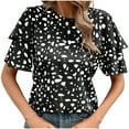 thumbnail image 1 of Camiseta de Cuello Redondo de Impresión de Verano de Manga Corta para las Mujeres, Top Casual para el Hogar Y el Uso Diario, 1 of 5