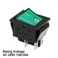 thumbnail image 3 of Interruptor de palanca para barco con lámpara de neón amarilla y carcasa verde, interruptor ON/OFF para barco, coche, marino AC 250V 15A/30A 1pcs, 3 of 4