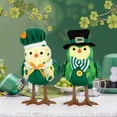 thumbnail image 5 of Lksixu Desktop Glowing Birds Ornaments, Cute Plush Green Shamrock Birds with Hat and Bow, Couple Birds with LED Lights Animals Statue Luck Inseparable Birds Spring Decor Gifts for Kids Friends, 5 of 6