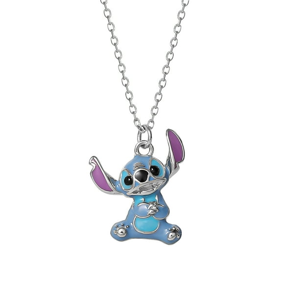Disney Women's Sterling Silver Lilo and Stitch 3D Pendant Necklace, 18"