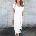 thumbnail image 2 of Samickarr Summer Savings Clearance Summer Dresses For Women 2023 Plus Size Dress Boho Dress Maxi Dress Loose Pockets Long Dress Split Cold Shoulder Short Sleeve Printed Straight Floor-Length Dress, 2 of 6