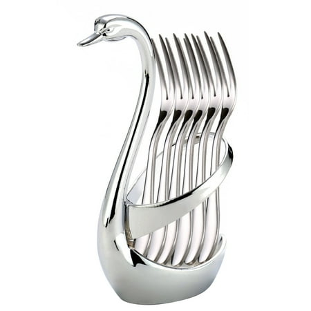 

Swan Base Dinnerware Set Swan Forks and Spoons Set Holder for Fruit Dessert Flatware(Type B)