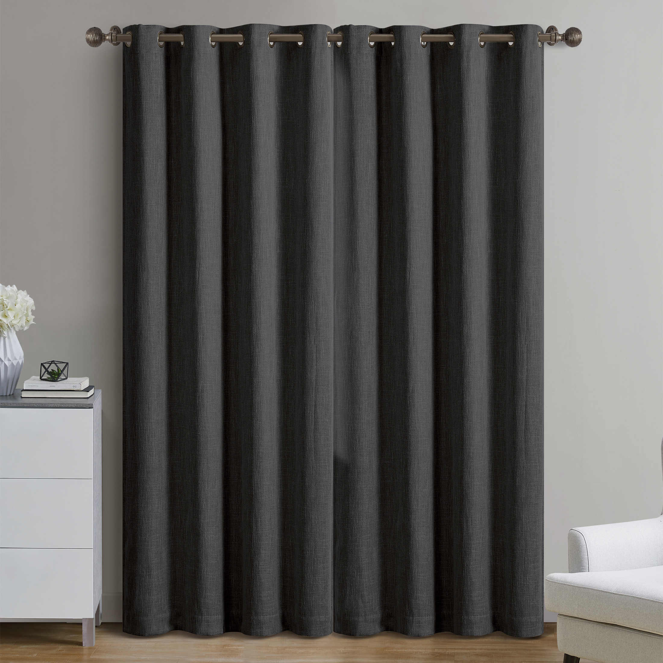 Better Homes & Gardens Woven Blackout Curtain, Black photo 6