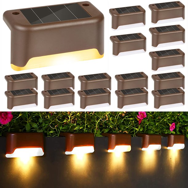 GVDV 16 Pck Solar Deck Lights Fence Post Solar Lights for Patio Pool