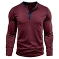 thumbnail image 4 of TOWED22 Mens Henley Shirt Long Sleeve Basic Button-up T-shirt with Pockets Solid Color Henley Shirt(Wine,M), 4 of 6