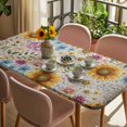 thumbnail image 3 of Sunflower Vintage Table Cloths for 3 Foot Rectangle Tables, Yellow Floral Summer Botanical Retro Art Patio Waterproof Elastic Fitted Tablecloths, Washable Rectangular Table Cover for Camping, 3 of 8