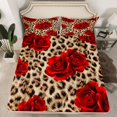 thumbnail image 2 of Feelyou Fashion Red Rose Bed Sheets for Women, Leopard Cheetah Print King Sheets, Romantic Anniversary Sheet Set, Ultra Soft Bedroom Decor, 4pcs, 2 of 7