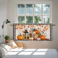 thumbnail image 4 of Pumpkins Fall Tier Curtains 36 Inch Length, Thanksgiving Wooden Leaves Checkered Cafe Short Curtains for Bathroom Over Sink, Small Kitchen Curtain Light Filtering Tiered Drapes 2 Panels 27.5"Wx36"L, 4 of 9