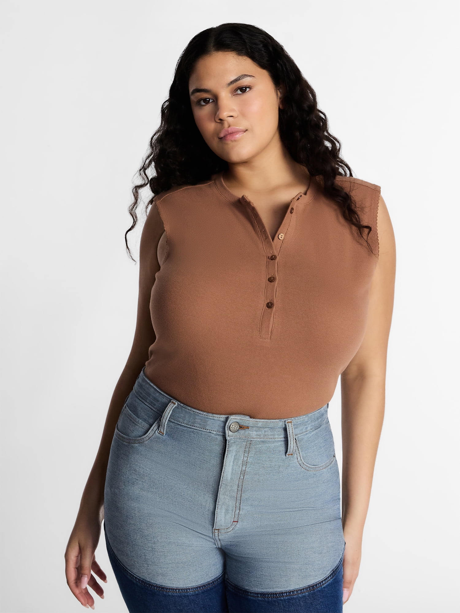Kacey Lee Women's Henley Tank Top, Sizes XS-XXL