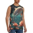 thumbnail image 2 of Uemuo Flower White Dolphin Pattern Men's Sleeveless T-Shirt,Muscle Athletic Tank Top, Moisture-wicking Quick-dry Breathable Classic Tee Top for Gym Run Outdoor Sports-, 2 of 8