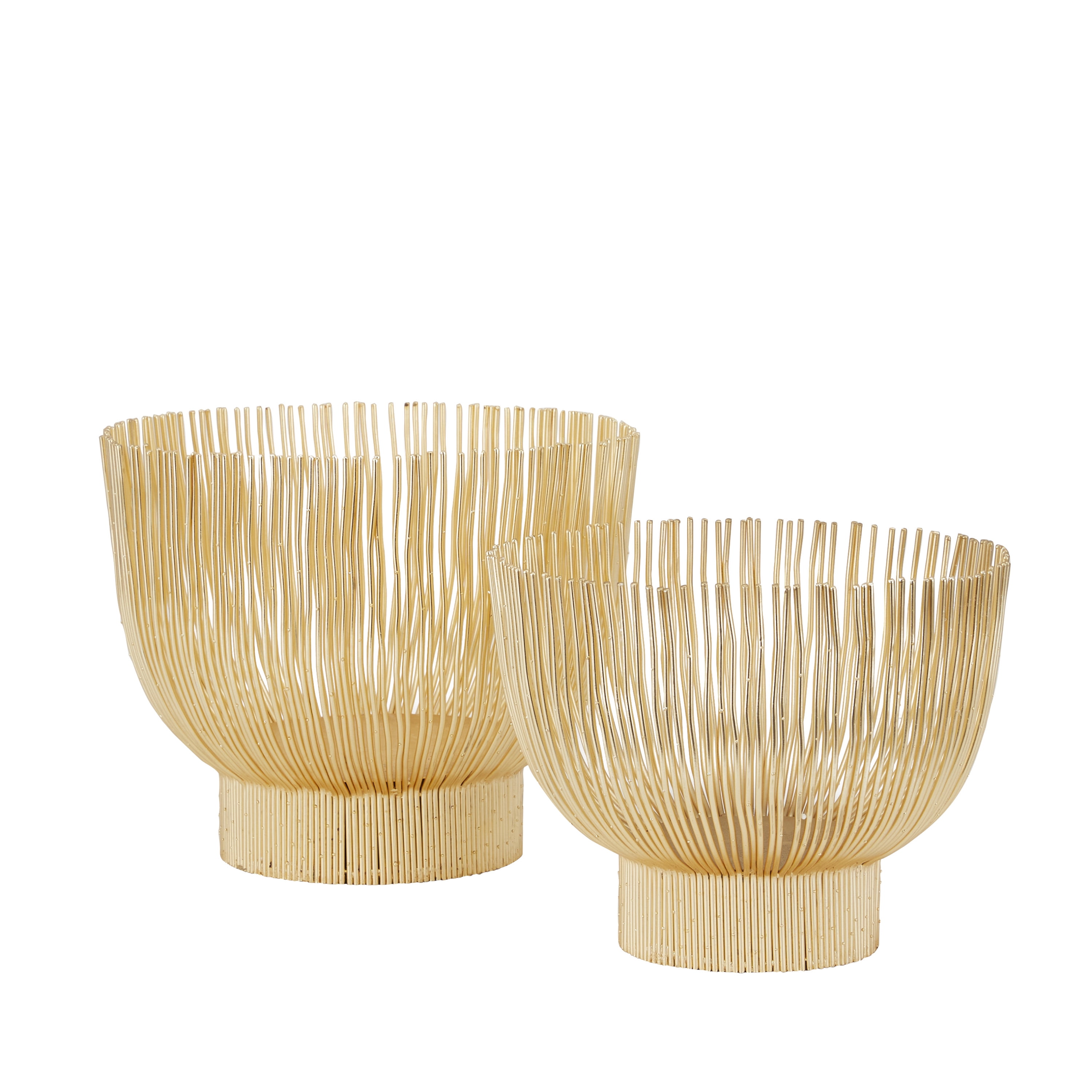 DecMode 11", 10"H Round Gold Metal Decorative Bowl, Set of 2