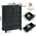 thumbnail image 2 of LELELINKY 6 Drawer Vertical Dresser for Bedroom, Modern Chest of Drawers Wood Storage Cabinet for Living Room, Black, 2 of 8