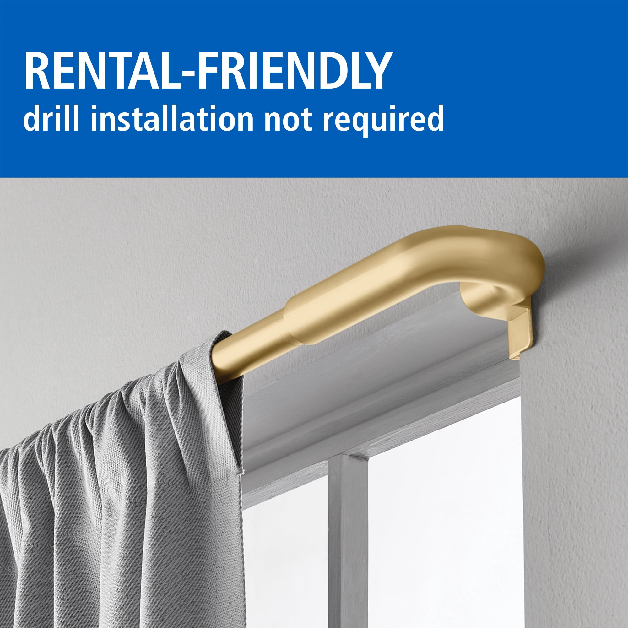 Mainstays Adjustable Wrap Around Tension Curtain Rod, 48" to 84", Room Darkening, Gold