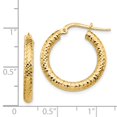 thumbnail image 3 of Leslie's Real 14kt Yellow Gold 3x15 Diamond Cut Round Hoop Earrings; for Adults and Teens; for Women and Men, 3 of 3