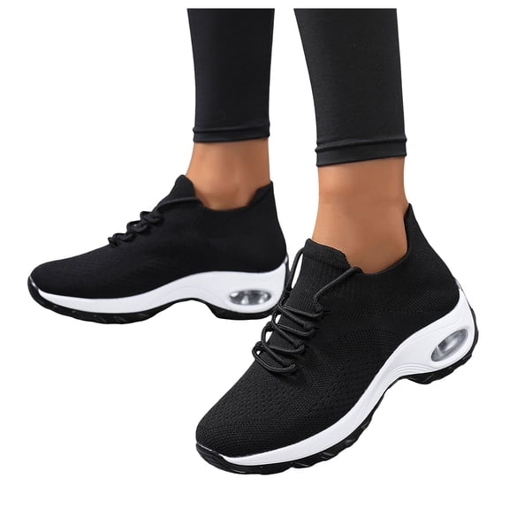 Rokment Orthopedic Air Cushion Walking Running Shoes for Women Plantar Fasciitis with Arch Support Comfortable Orthotic Slip on Socks Non-Slip Work Nursing Sneakers Beige Size 5.5