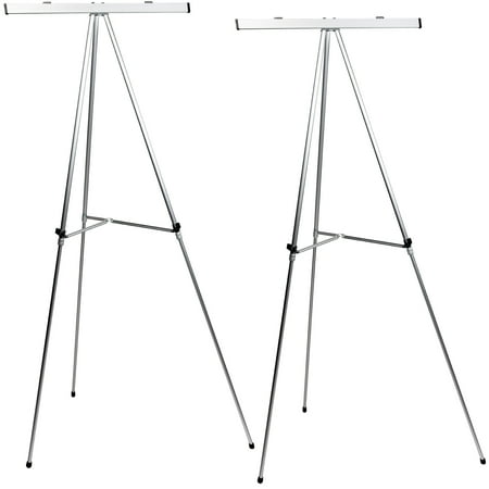 UPC: 0812458035684 | Excello Global Products Aluminum Flip-Chart Presentation Easel Stand: 2-Pack with Telescoping Legs  70 Inches (Silver) – EGP-HD-0295