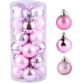 thumbnail image 1 of Bolas De Navidad, 24 Piezas De Adornos Navideños De Color Rosa, Bolas De Navidad Mate, Brillantes Y Con Purpurina, Para Decoraciones Para Árboles De Navidad, 1 of 1