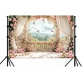 thumbnail image 4 of 7 x 5 ft Pink Floral Photography Backdrop, Retro Flowers Photography Backdrop Dreamlike Wedding Portrait Photo Background Wedding Birthday Party Background Banner Decor, 4 of 5
