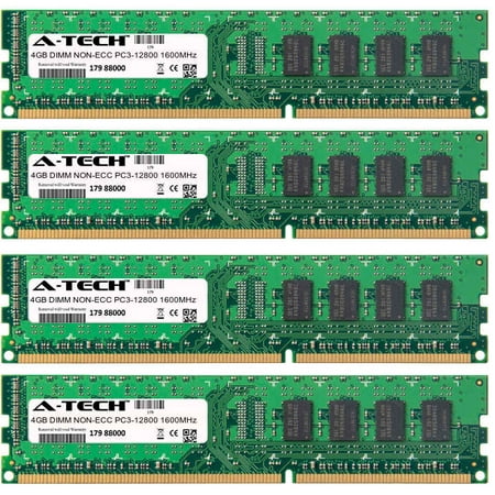 16GB Kit 4x 4GB Modules PC3-12800 1600MHz NON-ECC DDR3 DIMM Desktop 240-pin Memory