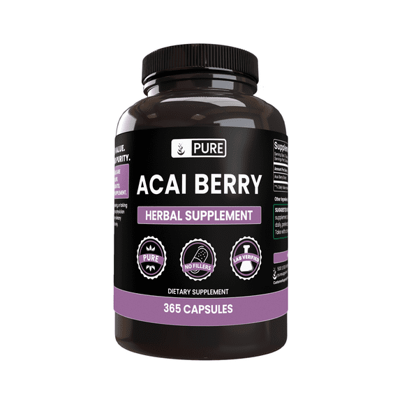 PURE ORIGINAL INGREDIENTS Acai Berry 365 Capsules No Magnesium Or Rice Fillers, Always Pure, Lab Verified