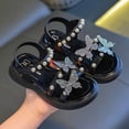 thumbnail image 5 of Xfvqtps Kids Girls Beach Sandals Open Toe Pearl Rhinestone Butterfly Hook and Loop Soft Sole Flats Summer Shoes, 5 of 5