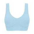 thumbnail image 4 of Bigersell Women Sports Bra No Padding - Seamless Back-Smoothing Pullover Yoga Bra No Underwire Front Ruched Wireless Bralette Light Blue S, 4 of 6