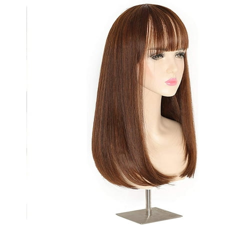 Wig, Long Straight Hair, Round Face, Matte High Temperature Silk, Realistic, Medium and Long Hair, Air Bangs, Ladies,Light Brown, | Walmart Canada Wig, Long Straight Hair, Round Face, Matte High Temperature Silk, Realistic, Medium and Long Hair, Air Bangs, Ladies,Light Brown, | Walmart Canada